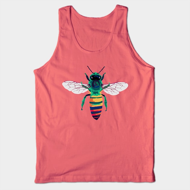 Rainbow Bee Portrait Tank Top by Slightly Unhinged